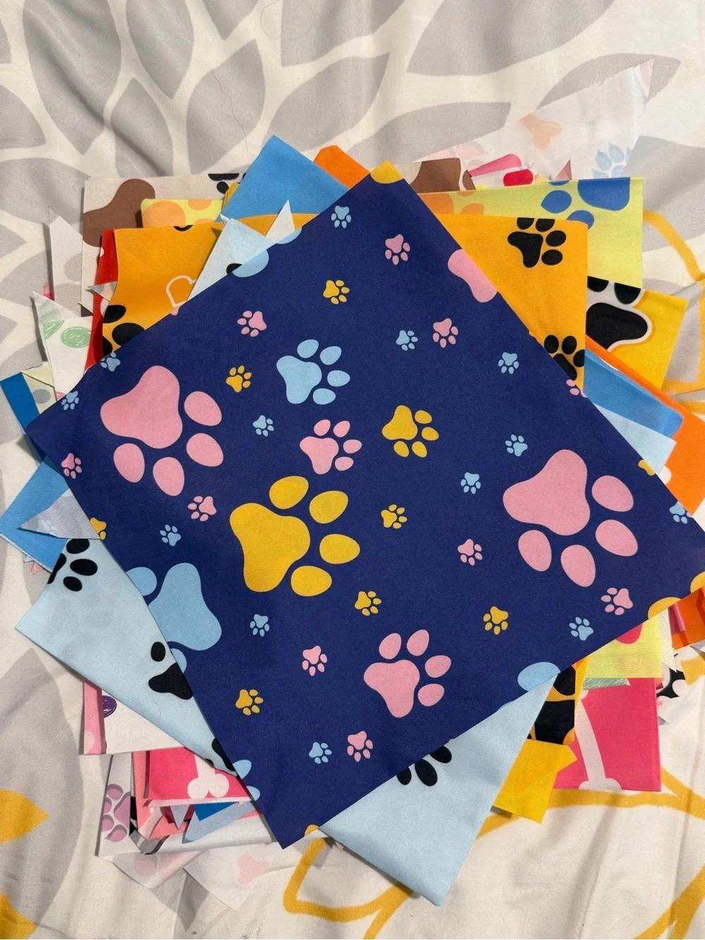 25 Pack of Paw Print Dog Bandanas Cute Footprint